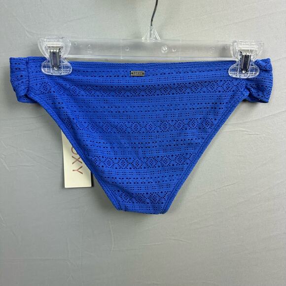 Roxy Paradise Base Girl Bikini Bottom Women’s Large Majorella Blue Crochet - Picture 7 of 7